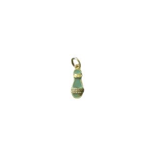Collectable Girly Teal Aqua Blue and Silver Enameled Sandal Charm Pendant